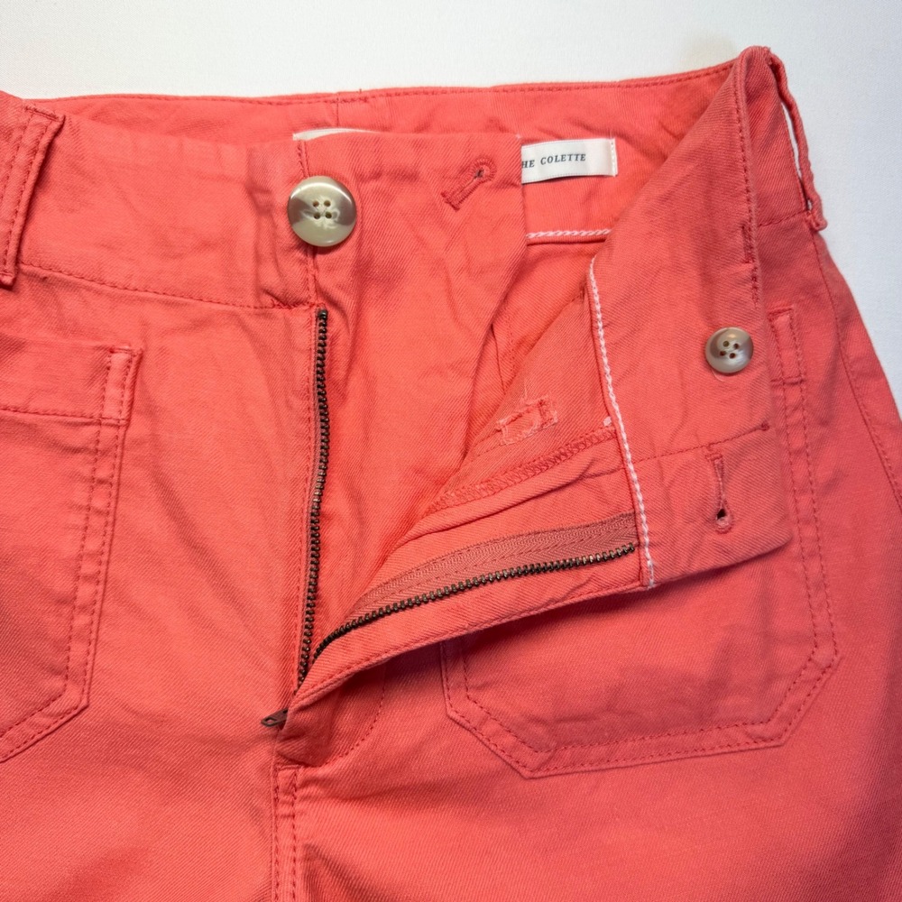 Maeve Colette Linen Blend Pants 25 Coral High Rise Wide Leg Crop Anthropologie - Picture 3 of 10
